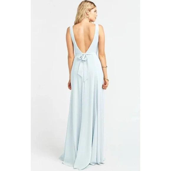 Show Me Your Mumu New Maxi Dress SMALL Jenn Icy Blue Chiffon Bridesmaids Wedding